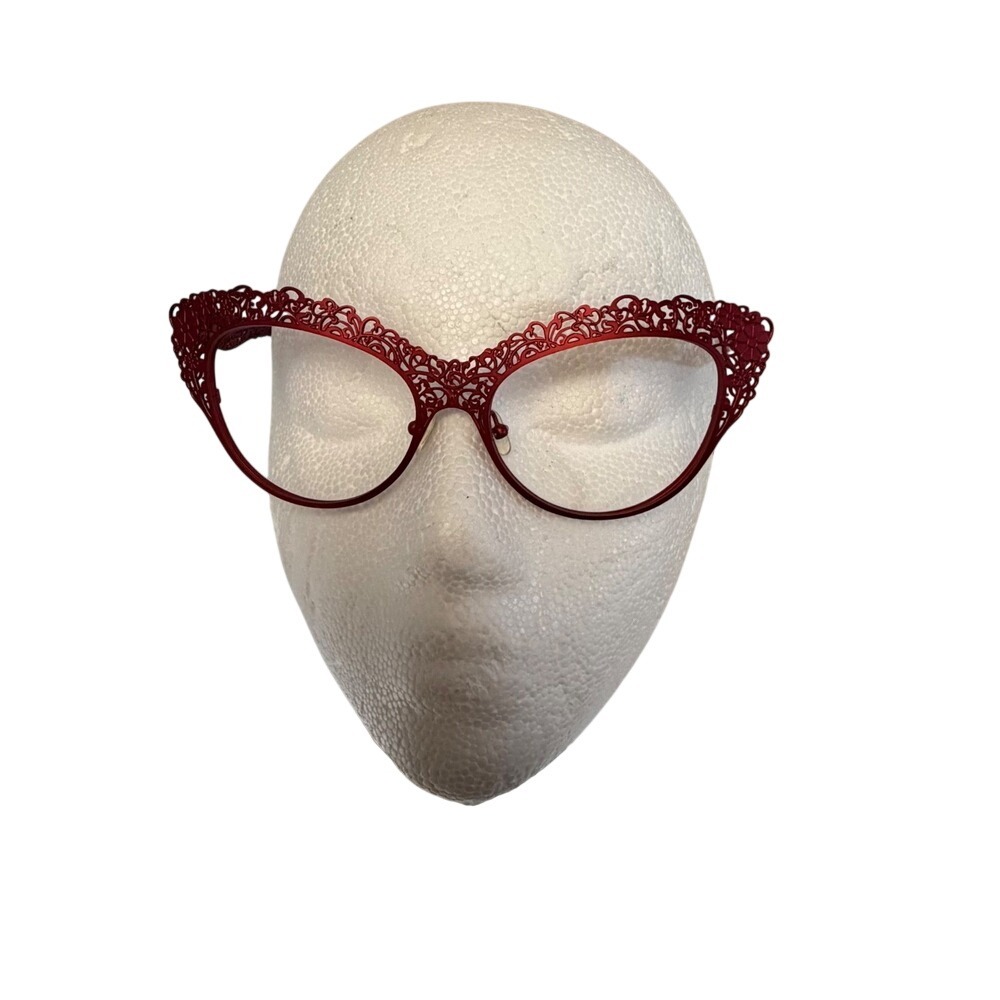 Bellagio Cat Eye Eyeglasses Womens 53-18-140 Burgundy Red Filigree Metal Frames